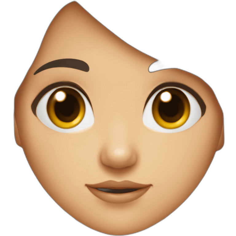 Fille brune abec des yeux bleux avec une frange et des cheuveux long emoji