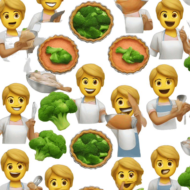  Cooking a pie with a salmon and broccoli  emoji