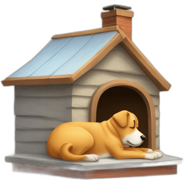 Dog sleeping on house emoji