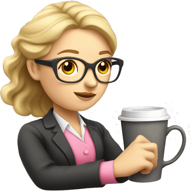 Russian Pink Teacher  with coffee cup emoji