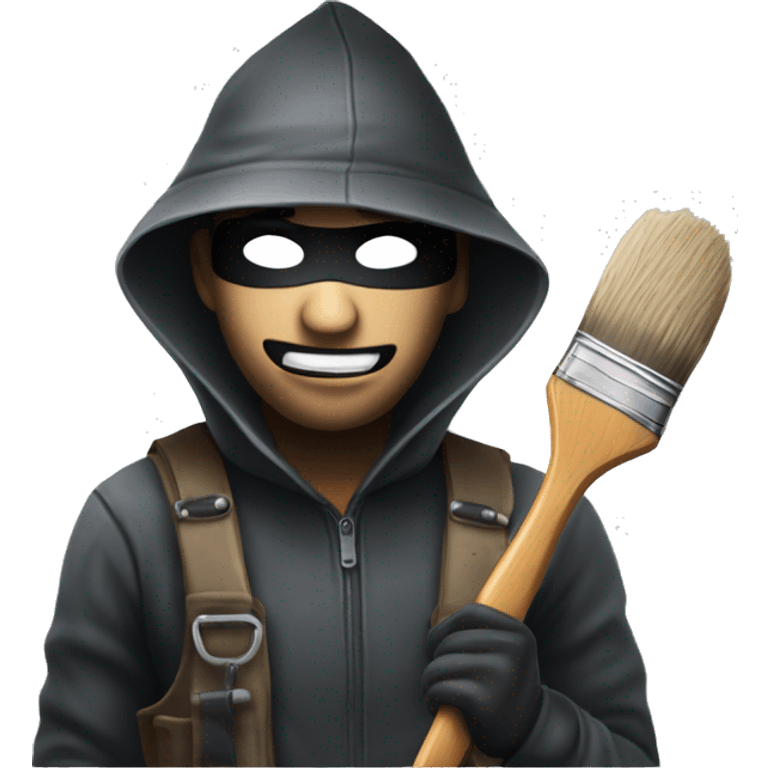 robber man emoji with paintbrush and paint emoji