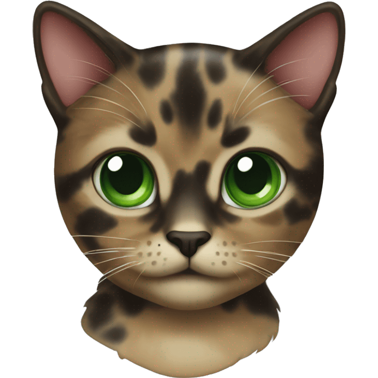 tortishell cat with green eyes emoji