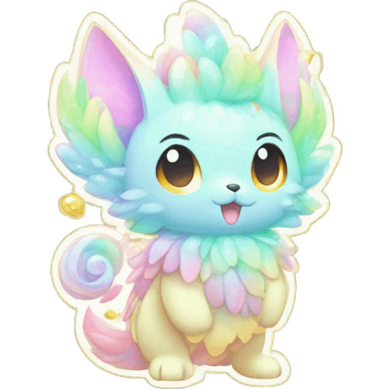 Shiny Shy Cool Sparkly Colorful Pastel beautiful fantasy Kawaii Ethereal Sona Fakemon-animal Full Body emoji