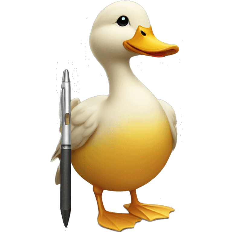 duck holding pen emoji