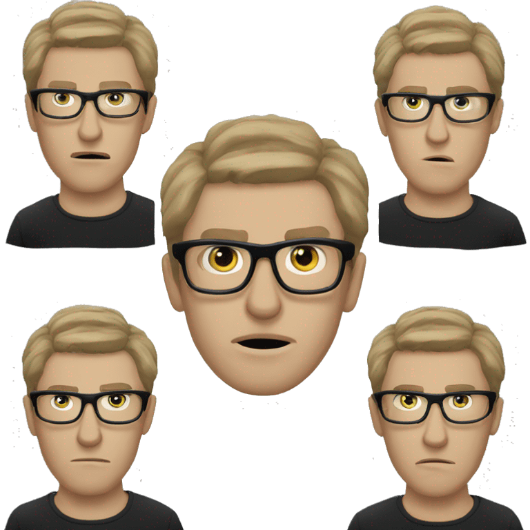 angry teenager white man in black glasses fashionable glasses emoji