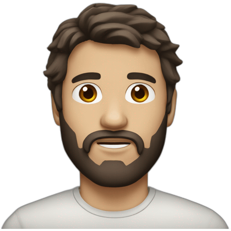 Dark brown hair mullet and short beard emoji