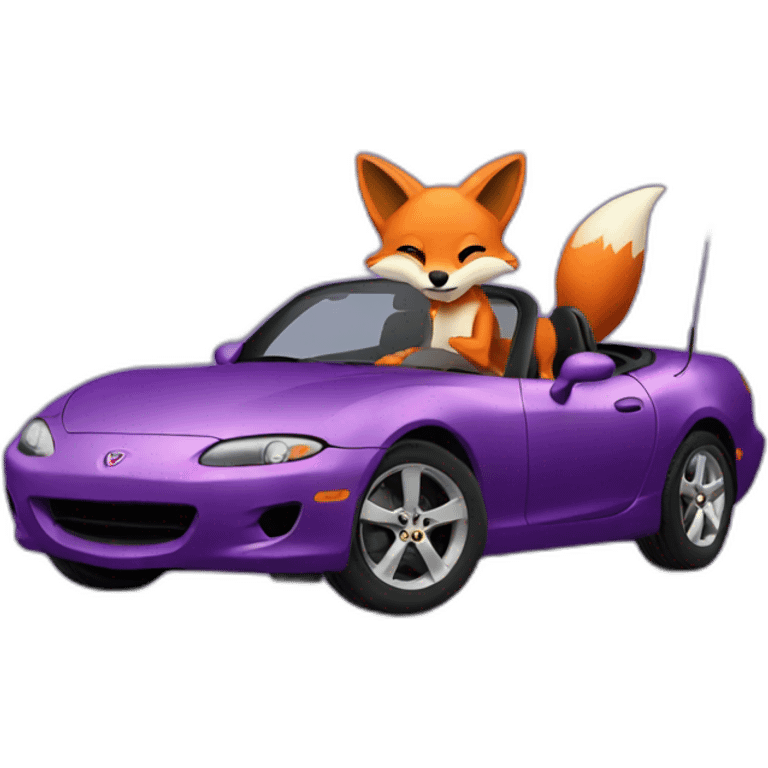 fox driving a purple miata emoji