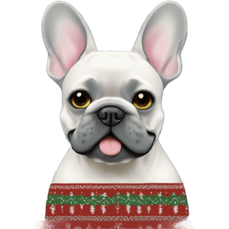 Blue French bulldog Christmas sweater  emoji