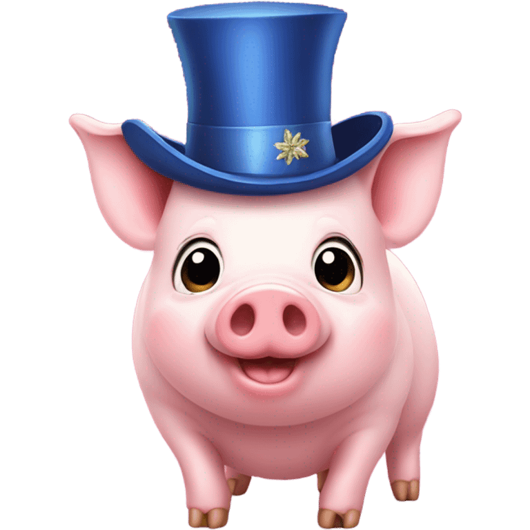 cute pig in a New Year's hat emoji