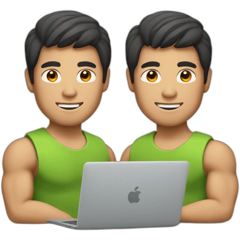 asian-man-muscle-with-brown-hair-working-with-macbook emoji