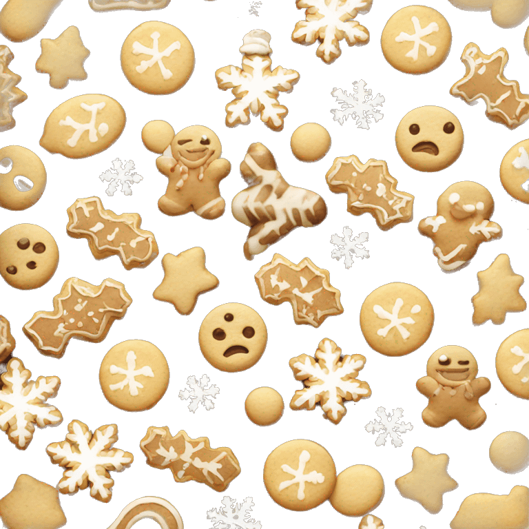 Christmas brown and white cookies with snowflakes emoji