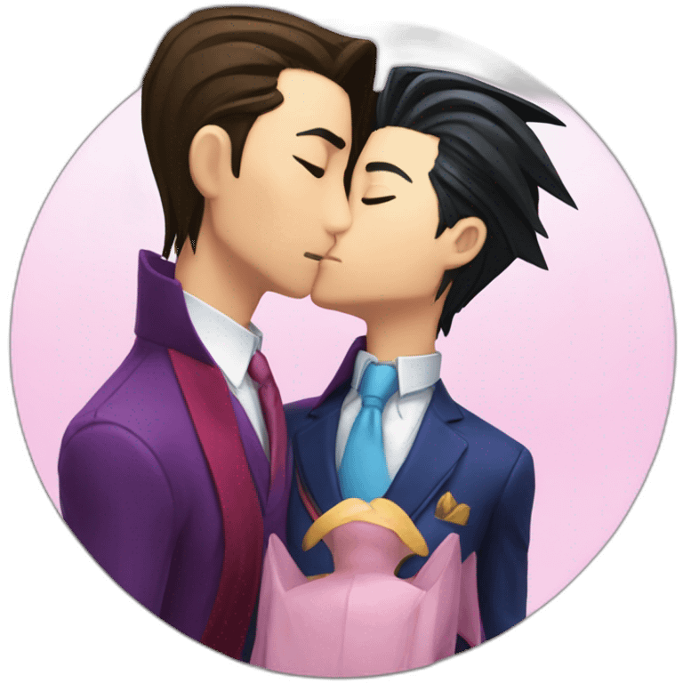 Phoenix Wright kissing Miles Edgeworth emoji