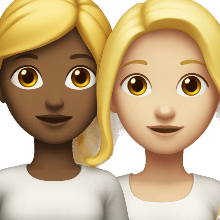 "Two girls, one white skin with yellow hair, one white skin with red hair." emoji