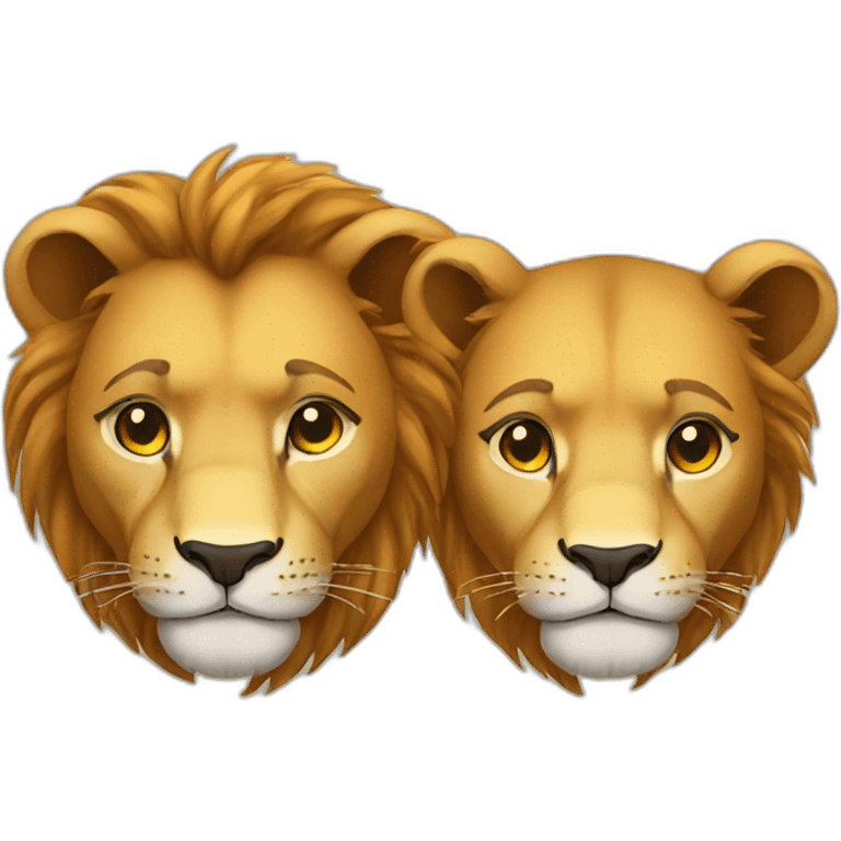 Two male lion cudding emoji