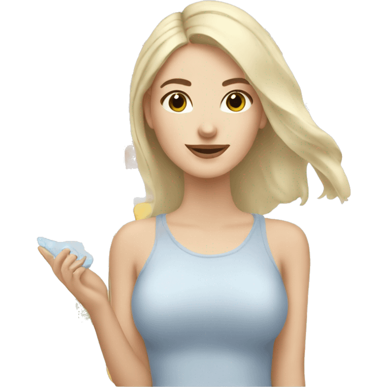 Young white woman Doing skin care emoji