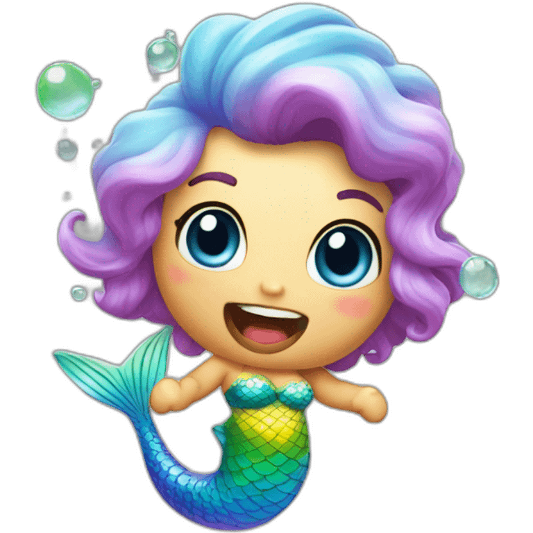 mermaid farting rainbow bubbles emoji