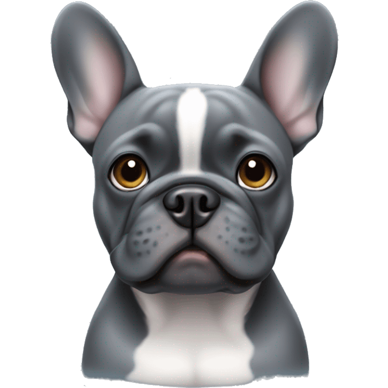 dark grey french bulldog with blue gray eyes emoji