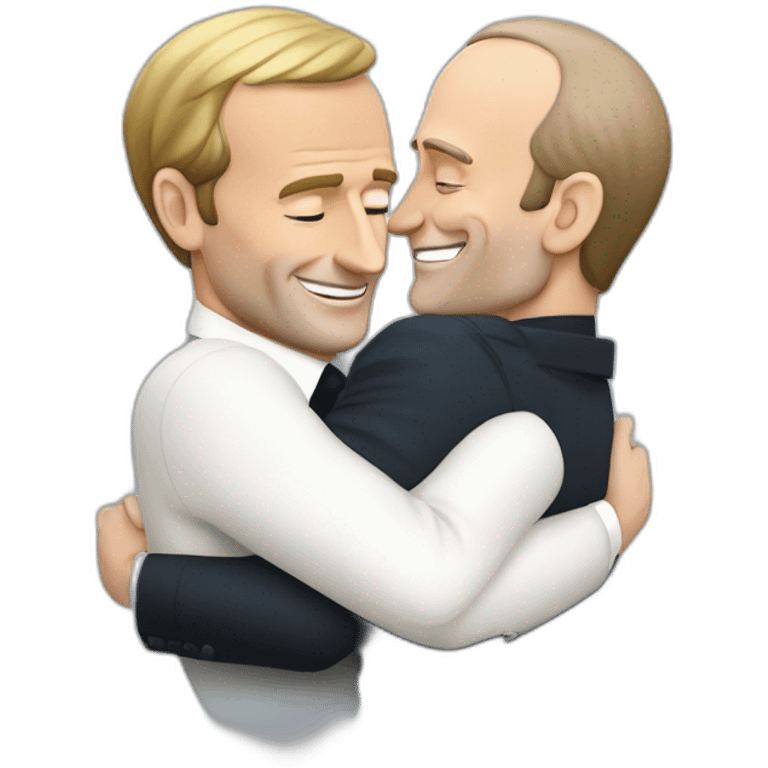 emmanuel macron and vladimir poutine in a hug emoji