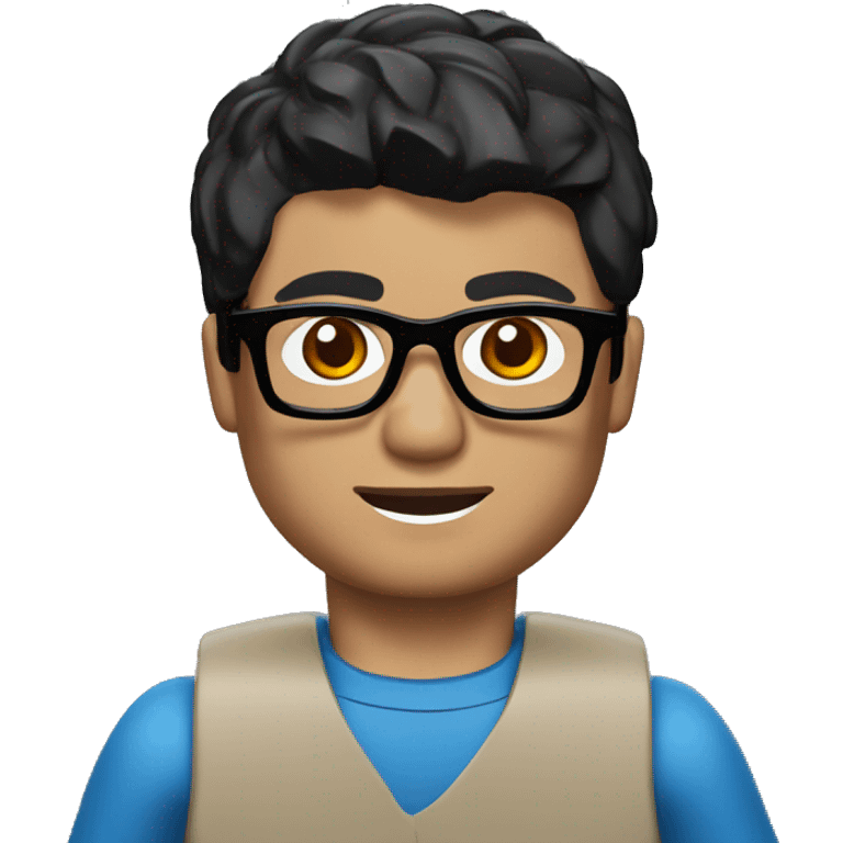 Lego young man with brown eyes, short black hair with glasses emoji