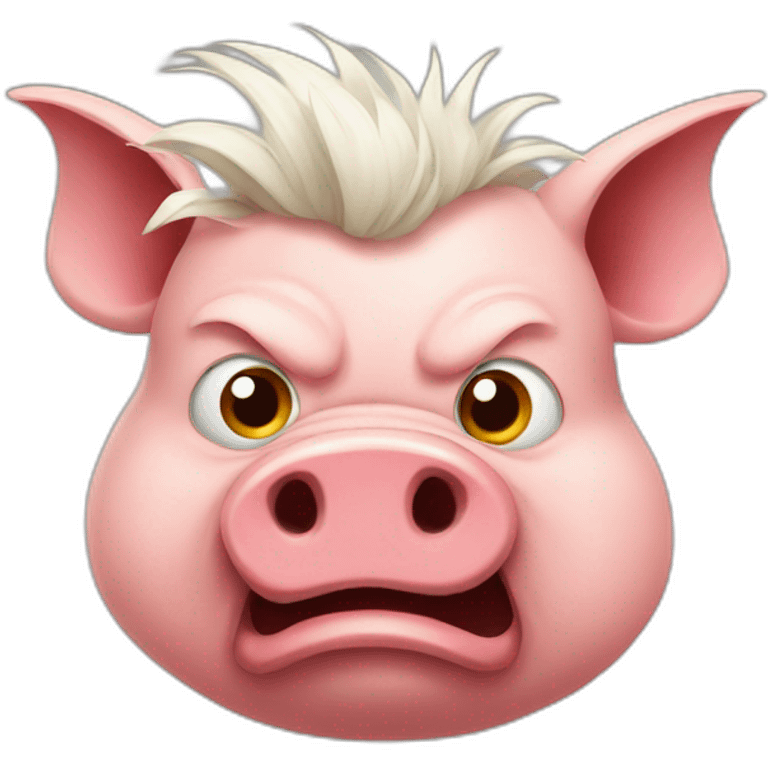 angry pig with mohawk emoji