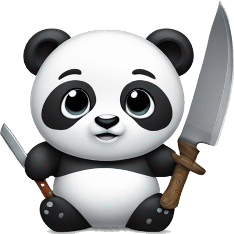 Realistic panda holding a knife  emoji