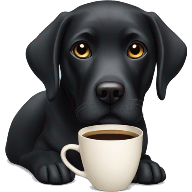 black labrador with a cup of coffee emoji