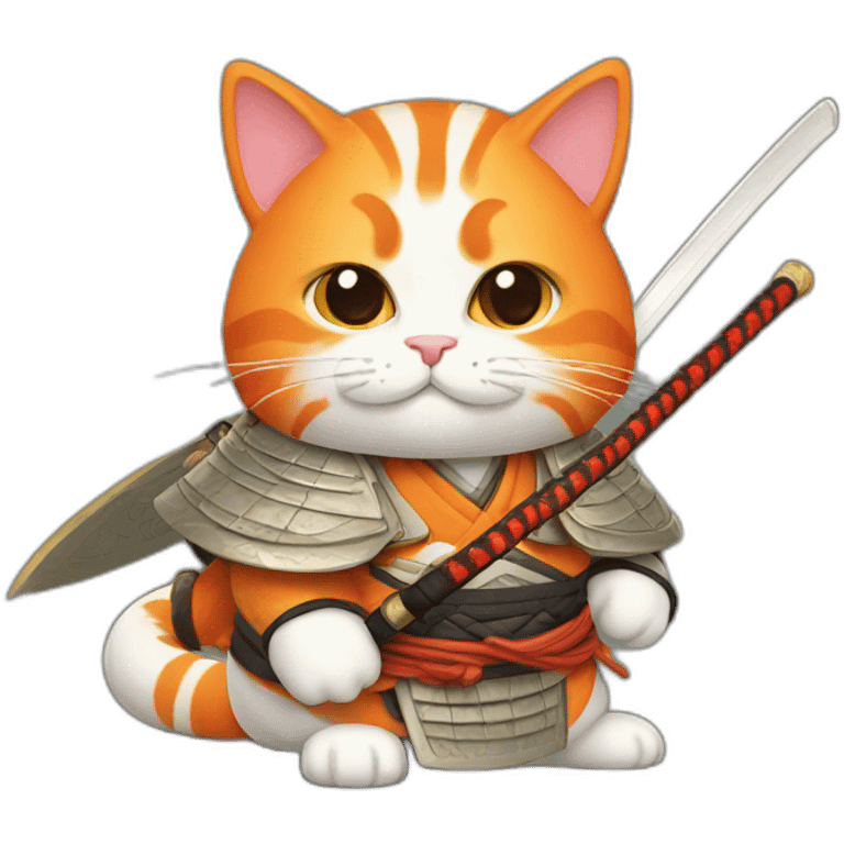 orange cat samurai emoji