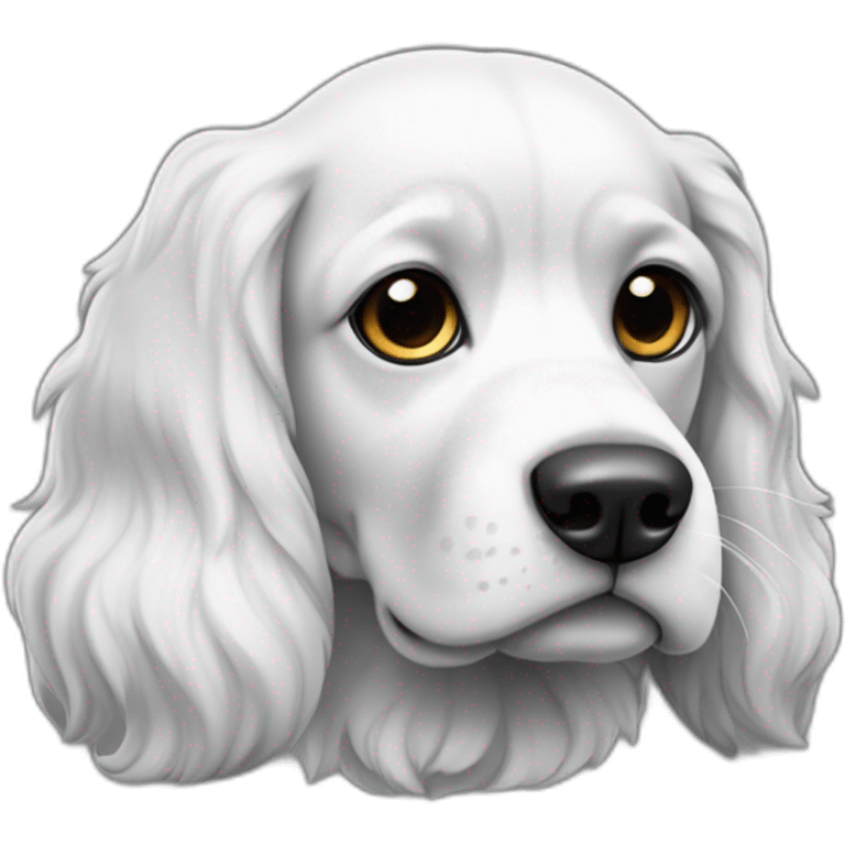 un perro cocker blanco y negro y con cejas canelas emoji