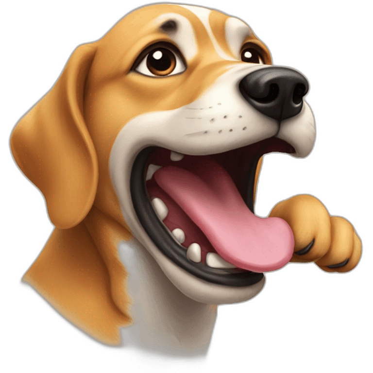 dog licking paw emoji