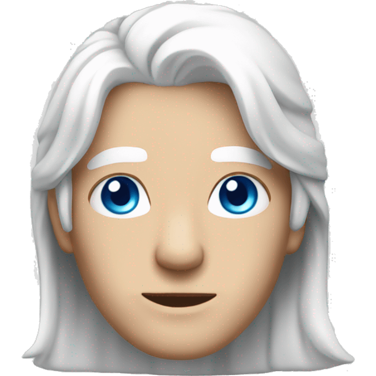 WHITE HAIR YOUND ADULT WITH BLUE SHINING EYES emoji