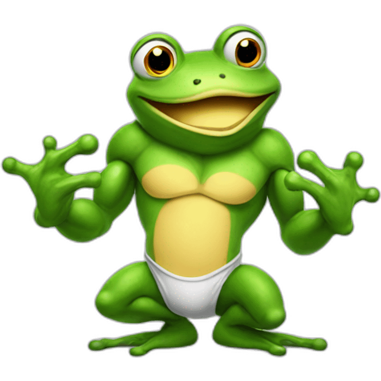 Very Muscular fitness frog doing chemistry emoji