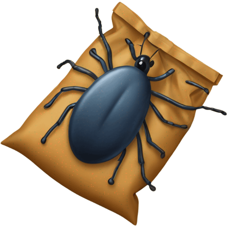 A tick insect crawling out of a bag emoji