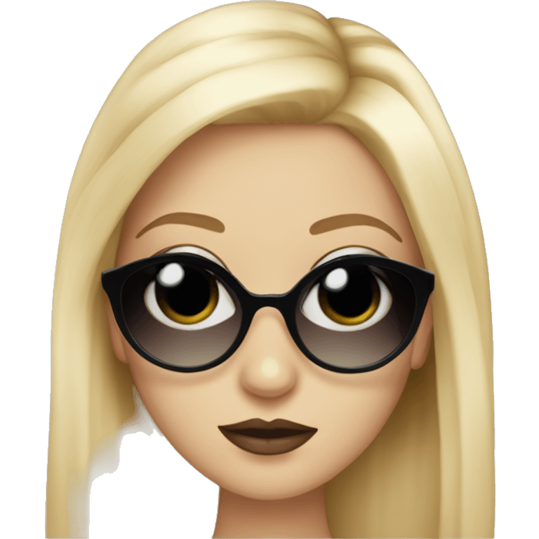 Blonde hair girl cartoon with makeup on face and Prada sunglasses  emoji