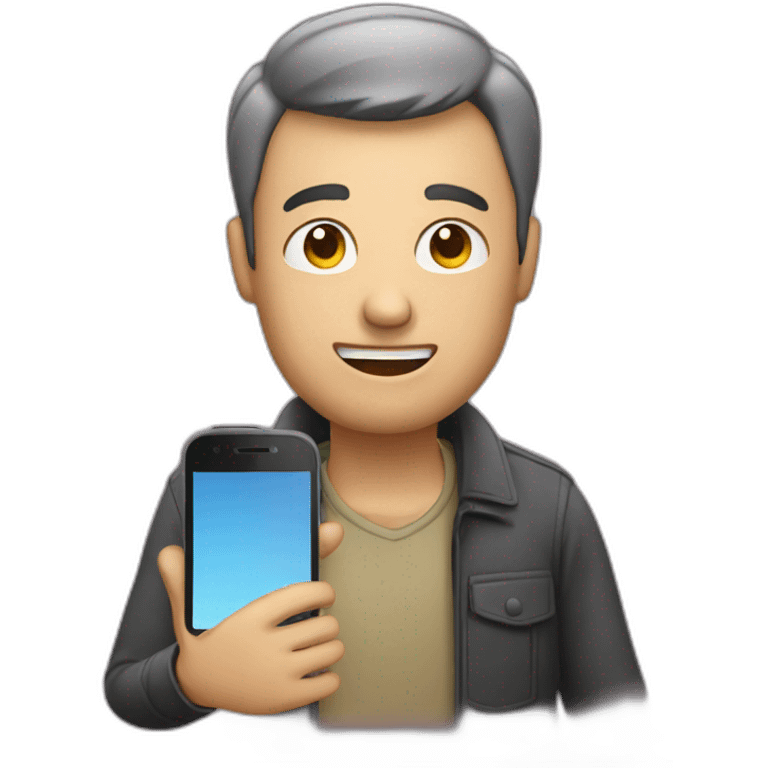 A man talks into a mobile phone emoji