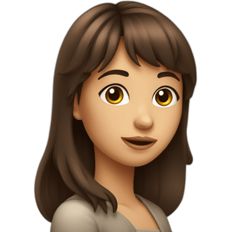 Fille avec une frange brune qui fait un bisous emoji