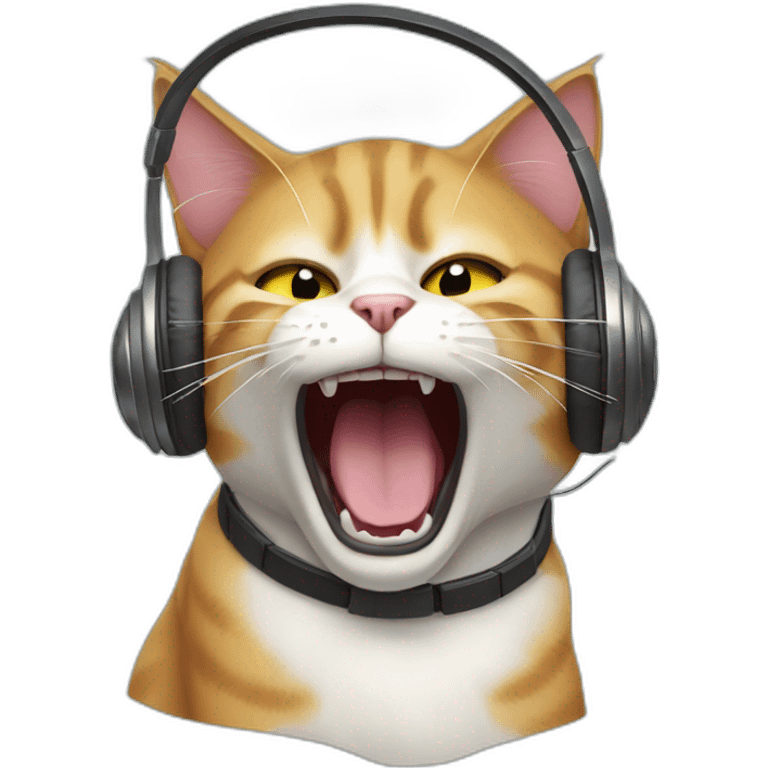 Cat in headphones screaming  emoji