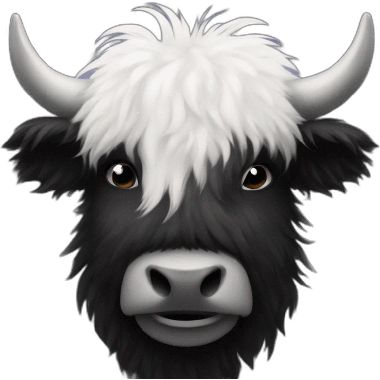 fluffy black and white yak emoji