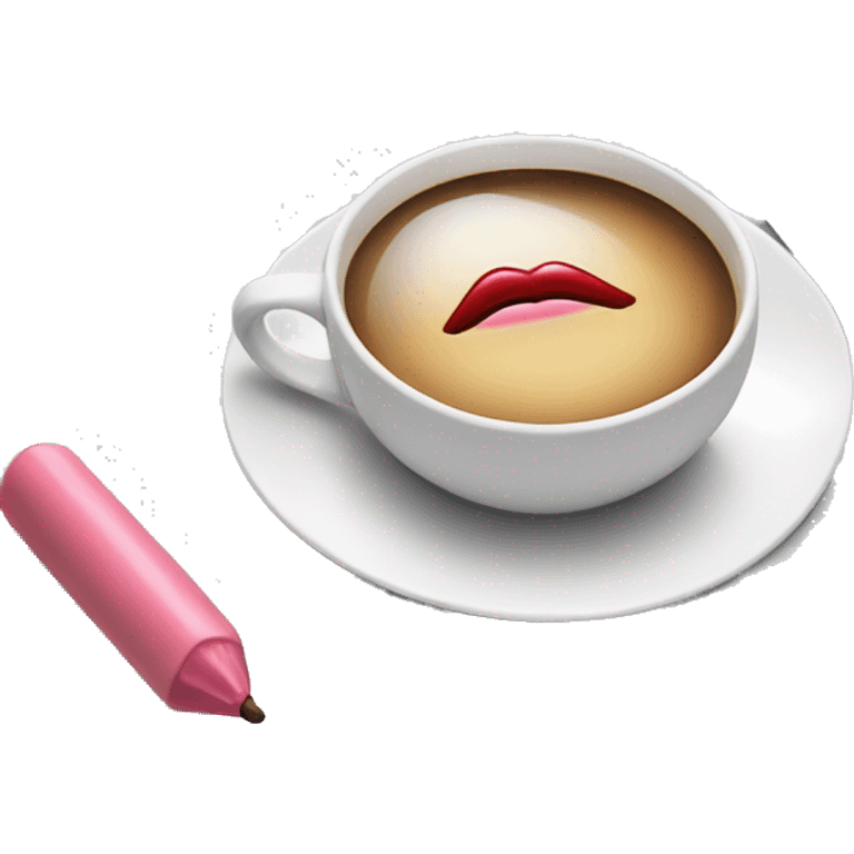 Realistic MacBook with lipstick and cup of coffe emoji