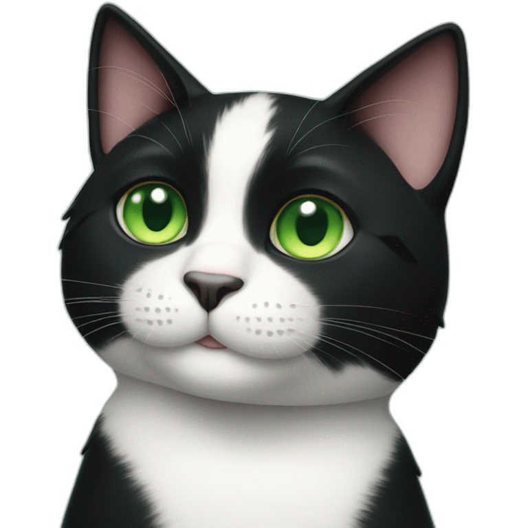 happy tuxedo cat green eye whole body emoji