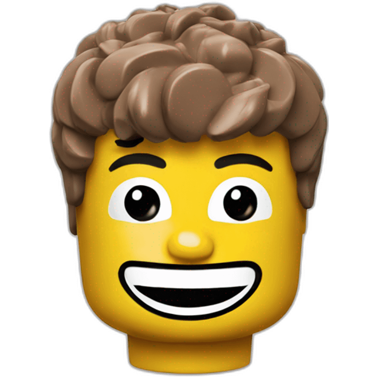 A lego head smiling emoji