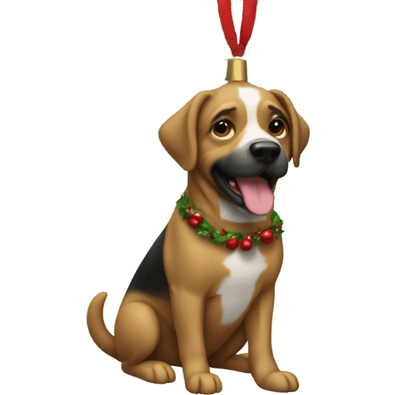 Dog on a Christmas tree emoji