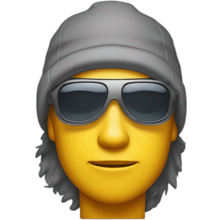 a tired trail runner wearing sunglasses a cap and winter shoes emoji