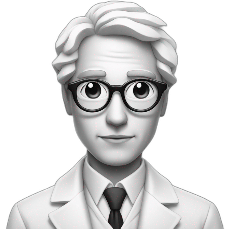 hypnotized man, spiral black and white glasses, wearing a white coat emoji