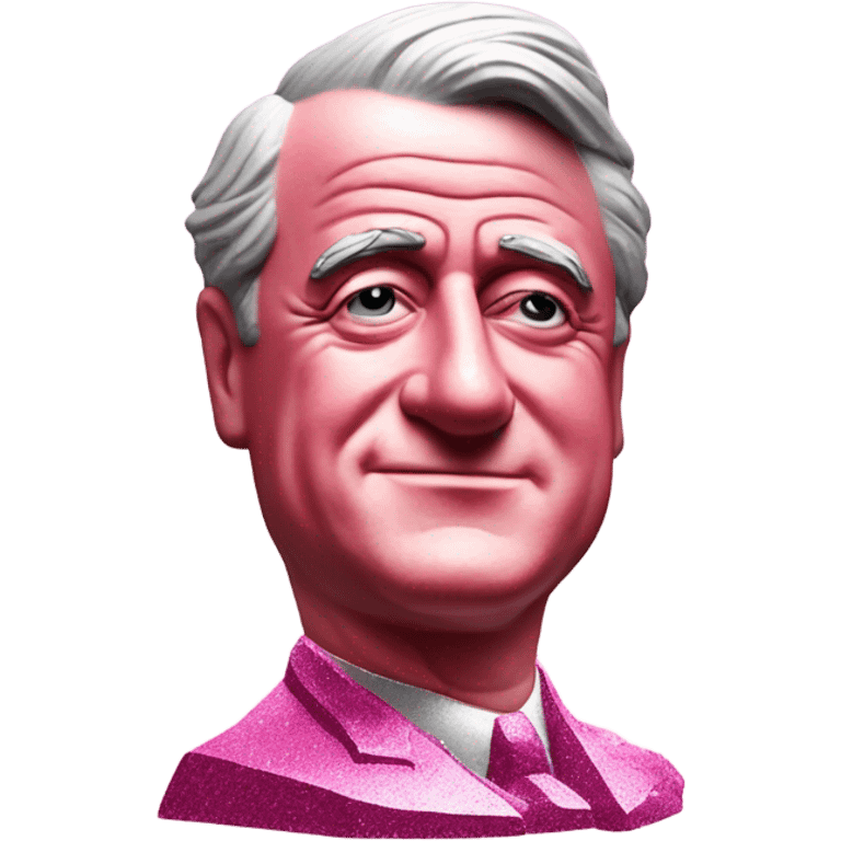 Pink ombre statue of Franklin Roosevelt with glitter and trees emoji