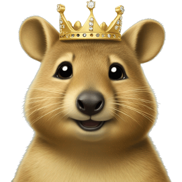 cute quokka wearing a goldecrown with diamonds on it  emoji