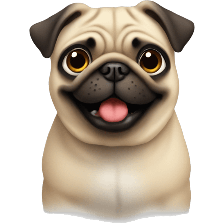 A pug with a funny Face emoji