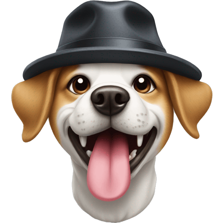 Dog with tongue out and hat emoji