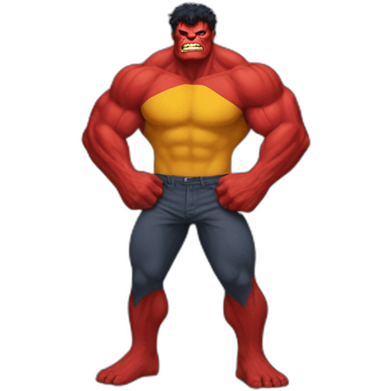 a red hulk with yellow pants emoji