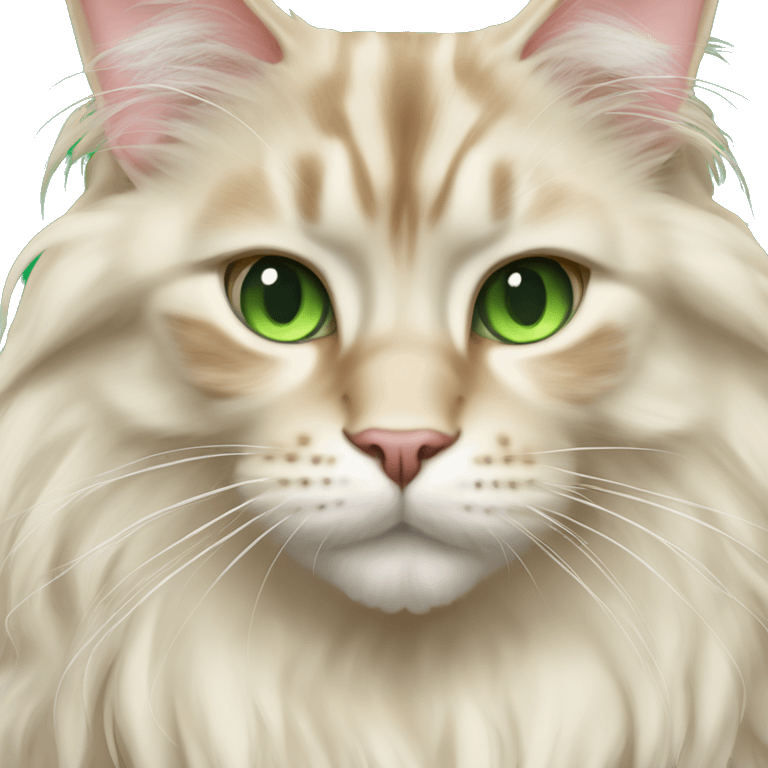 Cream maine coon with green eyes emoji