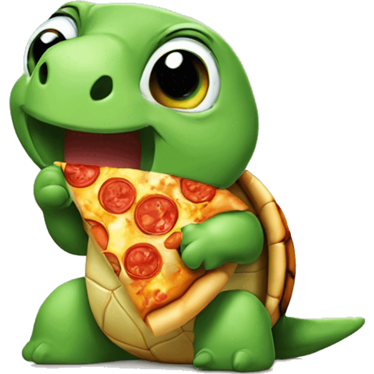 cute turtle eating pizza emoji